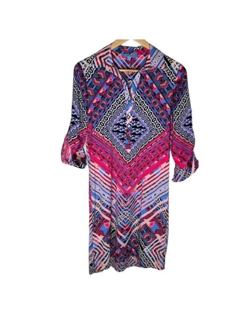 Antonio Melani Womens XS Pink Blue Print Shift Dress Career Sheath